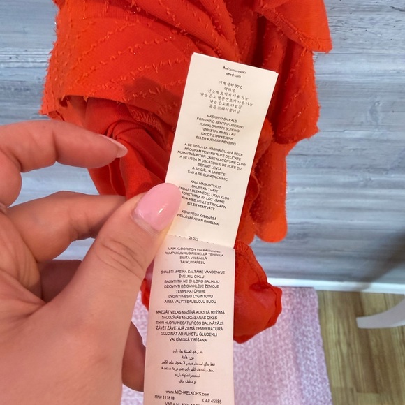 Michael Kors NWT Optic Orange Ruffle Dress Size S - Picture 13 of 14